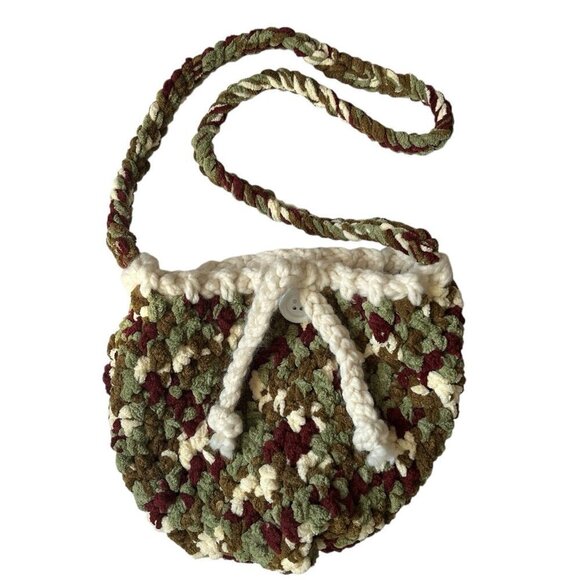 Chunky Knit Shoulder Hobo Bag Crossbody Purse Boho Hippie Cottagecore Mosscore - Picture 1 of 15